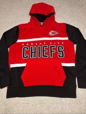 NFL Team Apparel Kansas City Chiefs  Red and Black Colorblock Pullover Hoodie